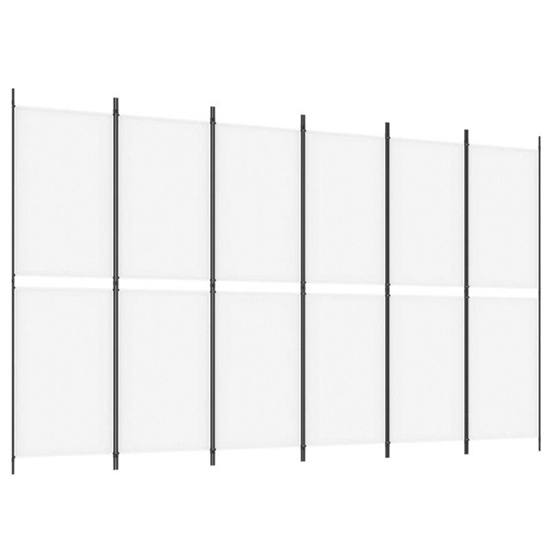 Folding Room Divider, White, 6, 70.8" H x 118.1" W