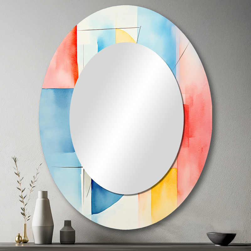 Miroir mural ovale Mid-Century, 43 po x 33 po