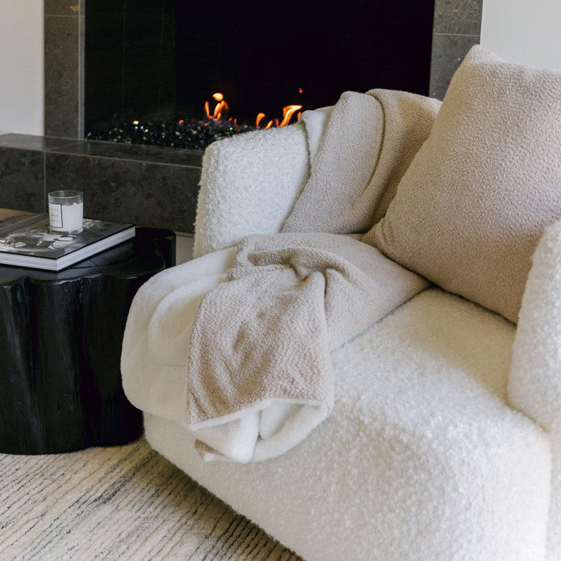 Oatmeal Reversible Boucle Throw Blanket 70 x 60