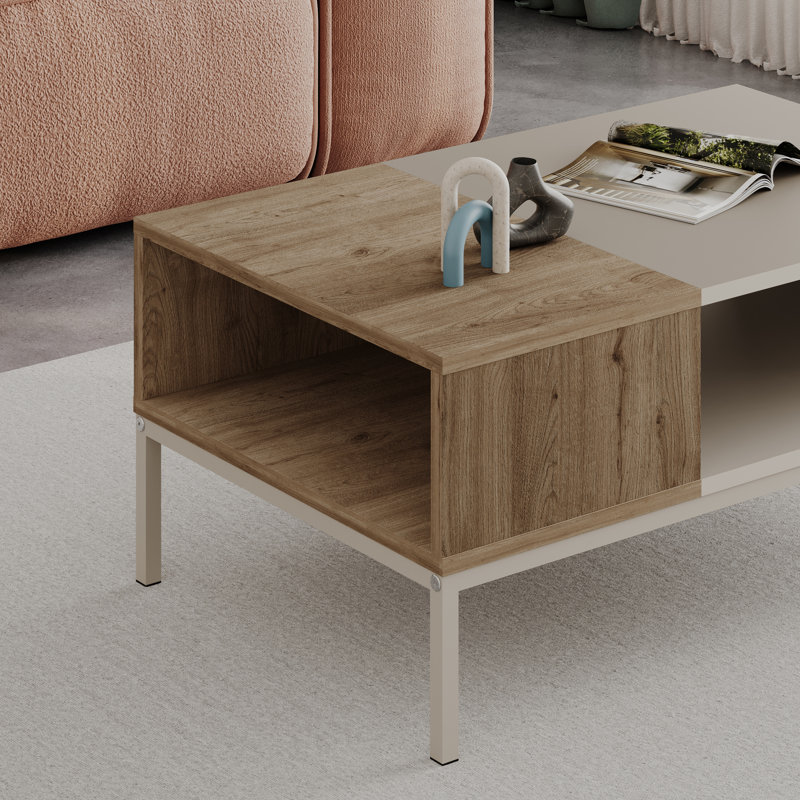 15 - Piece Living Room Table Set, Natural Oak/Sandstone