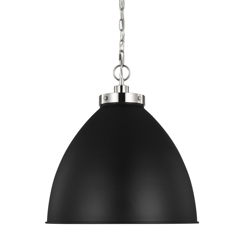 Wellfleet 1 - Light Pendant, Midnight Black, Polished Nickel, 19.5" H x 17.5" W x 17.5" D