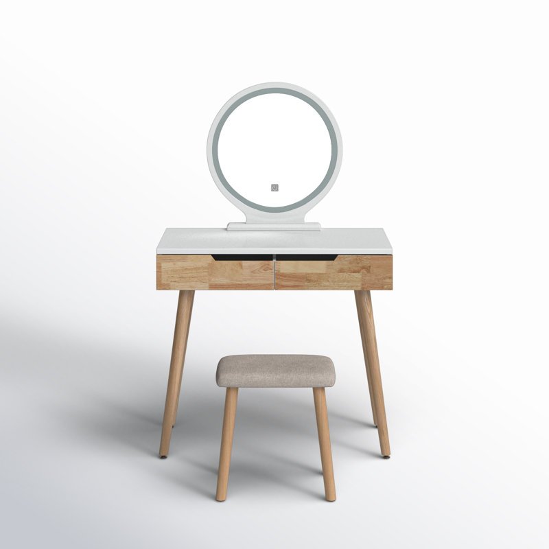 Rowell Vanity Table Set with Adjustable Mirror & Organizer