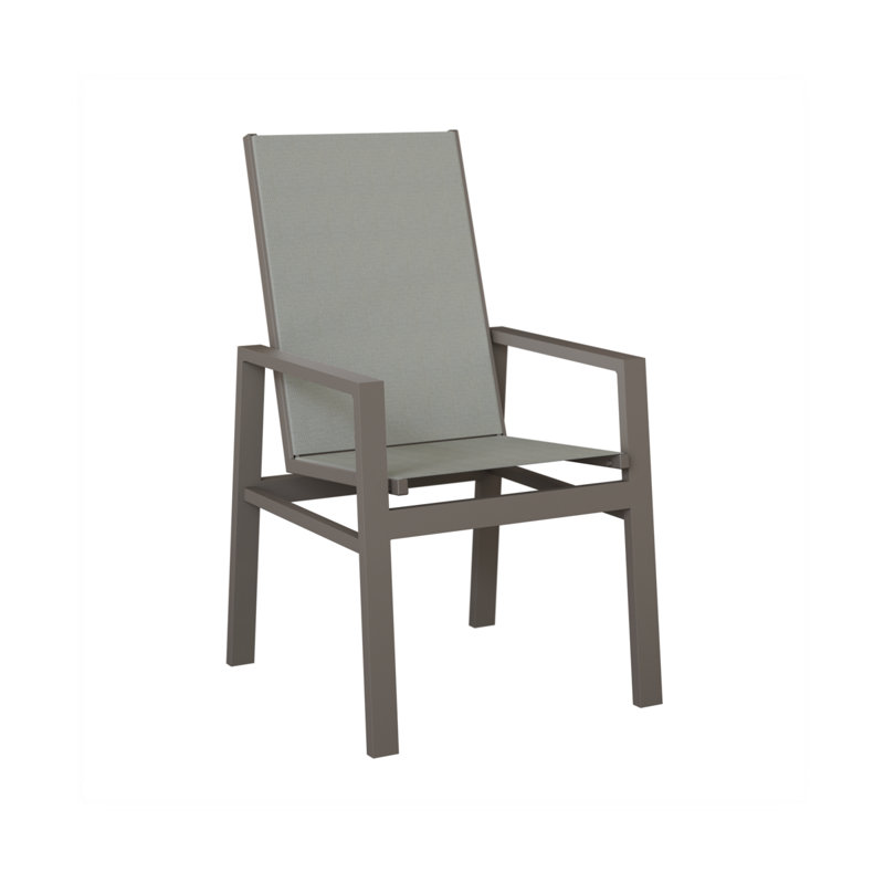 Chaise de salle à manger en aluminium graphite à haut dossier Berlin, Ardoise Nova, Aluminium graphite