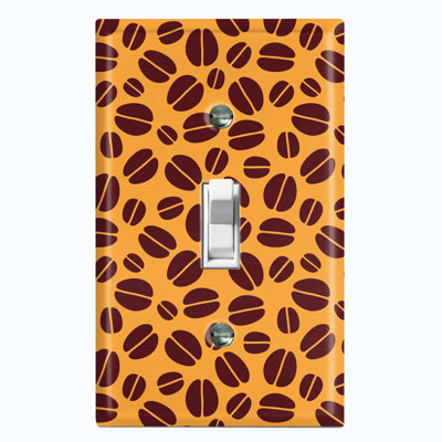 Metal Light Switch Plate Outlet Cover (Coffee Beans Brown Orange - Single Toggle)