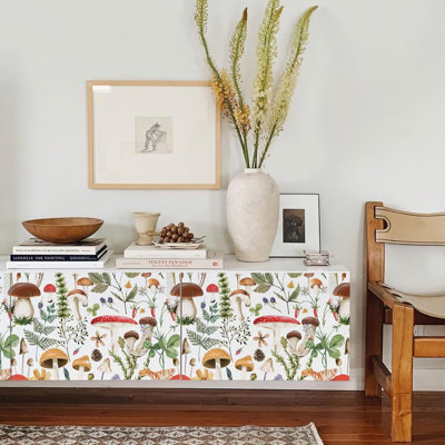 Simon&Siff Boho Mushroom Wallpaper - Peel And Stick Self-Adhesive Vinyl Wallpaper For Walls, Cabinets, And Countertops - Easy Install And Removable