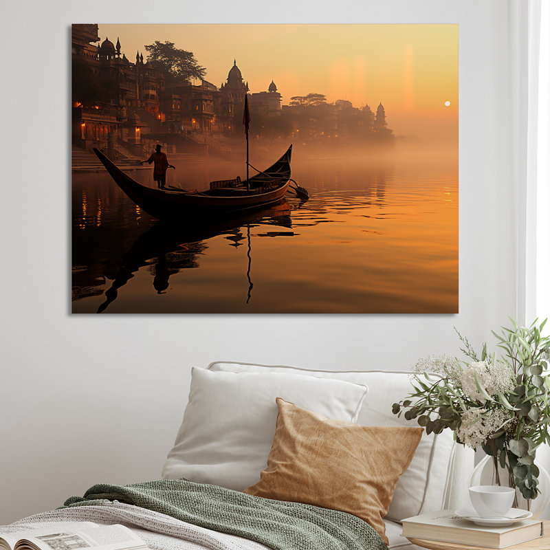 L'hindouisme Varanasi révérence sur toile, Toile tendue, H 16 po x l 32 po