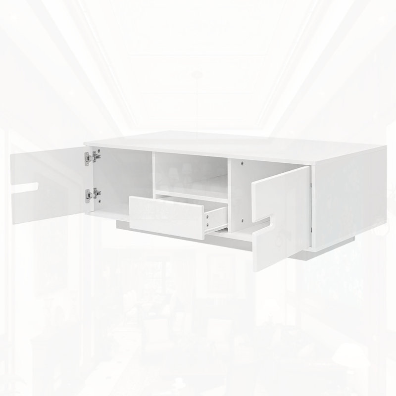 Table basse moderne ultrabrillante, Blanc