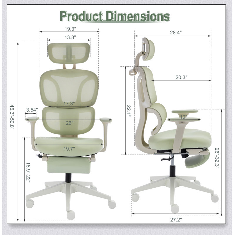 Chaise de bureau ergonomique avec repose-pieds, chaise d'ordinateur à dossier haut avec soutien lombaire dynamique et appui-tête 2D pour un confort de travail optimal.