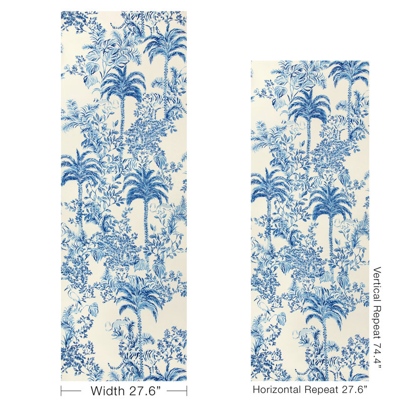 Lilly Pulitzer Tiger Queen Wallpaper, Indigo