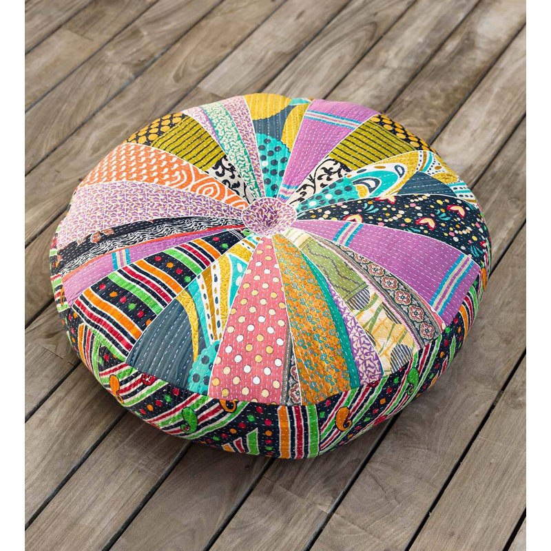 Patchwork Cotton Blend Throw Pillow