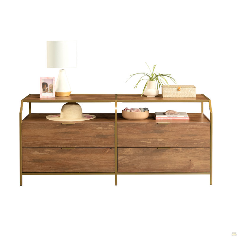 Commode contemporaine en bois d'ingénierie avec 4 tiroirs et tablette supérieure