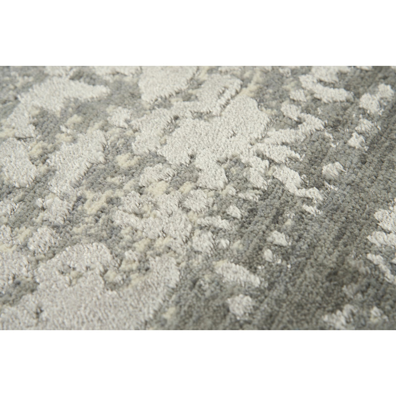 Tapis gris en laine Power Loom, Rectangle 5 pi x 8 pi