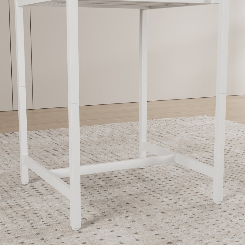 Ensemble de 3 tables de bar et tabourets, tabourets pliables pour économiser de l'espace, matériau en fer, couleurs blanc brun, bistro convenable avec 2 tabourets confortables, conception cloisonnée, fer à haute résistance, imperméable