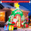 Arcade de Noël gonflable à DEL de 13 pi avec père Noël et elfe des deux côtés