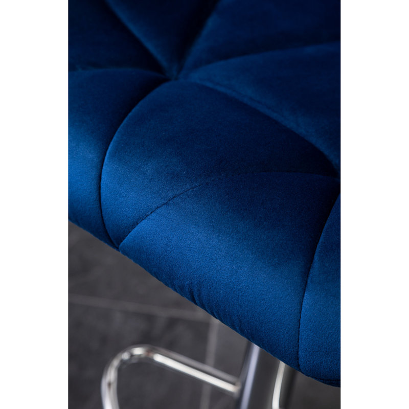 Blue Velvet Diamond pivotant à hauteur réglable (de 2) - Base à disque mi-dossier et repose-pieds avec ajustement, Bleu