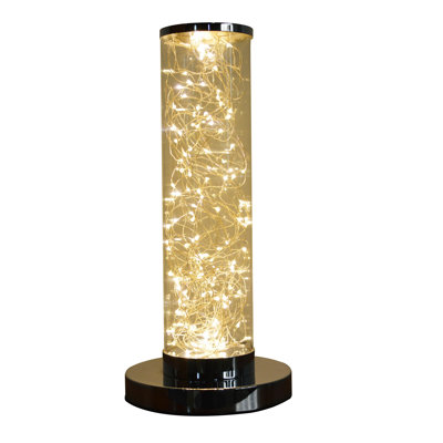 13" Silver Metal Column LED Table Lamp