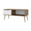 Table basse Basset, 1 tiroir, 1 tablette, 4 pieds, chêne naturel / blanc