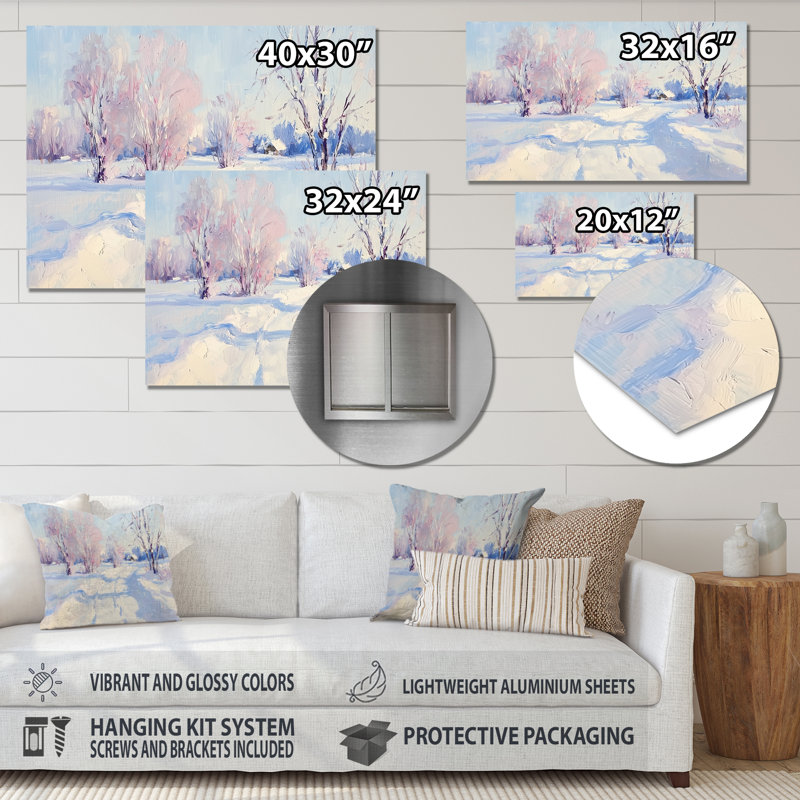 Winters Peace In To The Woods - Winter Landscape Metal Wall Art, Traditional Metal Print, 30" H x 40" W