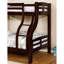 Lit superposé simple au-dessus d'un lit double au look transitionnel, bois massif, courbé, 14 pièces Lattes, coffre-fort et design avec style, bois et placage, lattes attachées