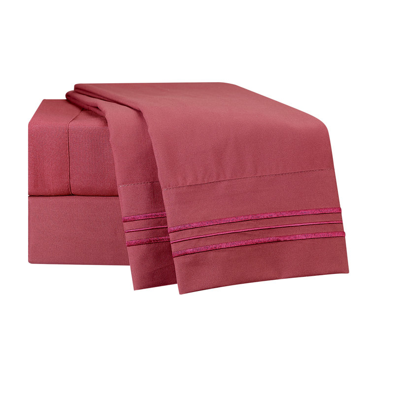 Ensemble de draps Setaluna, Simple, Bourgogne / rouge