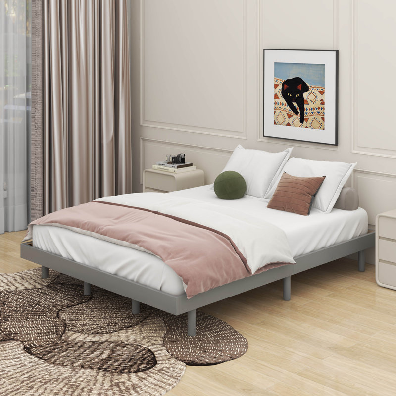 Grand lit plateforme flottant Modern Design, gris, Grand