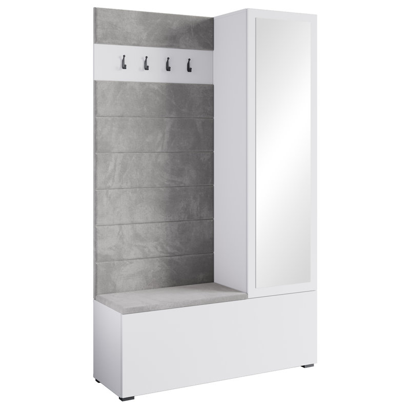 Hall Tree 115cm Wide with Shoe Storage, White