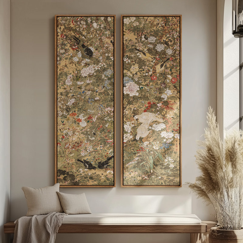 «Vintage Landscape Wall Art», ensemble de 2 toiles encadrées 20 x 60 pouces, Naturel