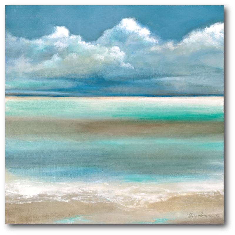 Coastal Horizon I Blue and White Canvas Wall Art
