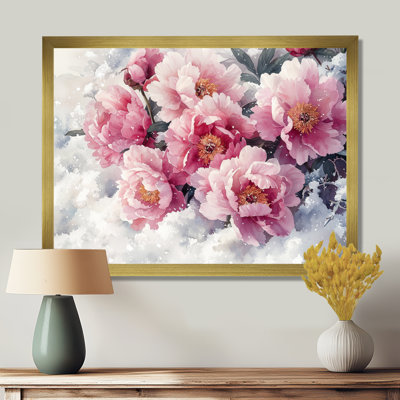 Inarah pivoines dans la neige I - pivoines, art mural