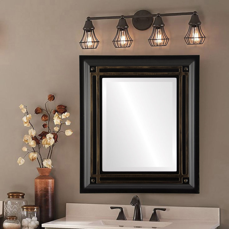 Pinter Rectangle Mirror, 30" H x 24" W, Black/Gold