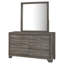 Commode large et miroir avec bordure en onglet Reay, bois de chêne brun