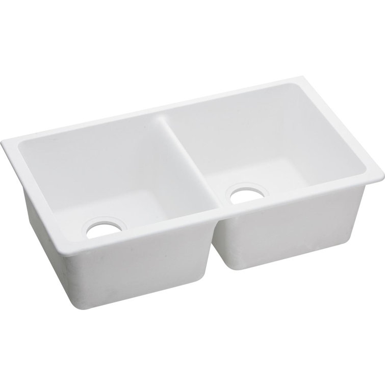 Quartz Classic 18.5" W x 33" L Double Basin Undermount Kitchen Sink
