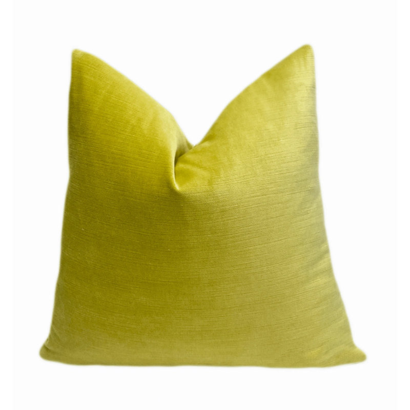 Housse de coussin en velours vert uni, 20" H x 20" W, Vert cédrat