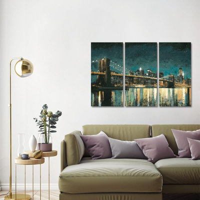«Bright City Lights II» (bleu sarcelle) sur toile par James Wiens