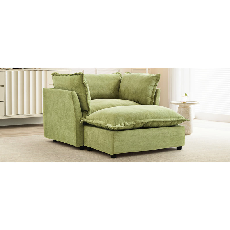 Confortable fauteuil et fauteuil en chenille de 47 pouces avec sièges incurvés élégants et spacieux pour se détendre dans de petits espaces.