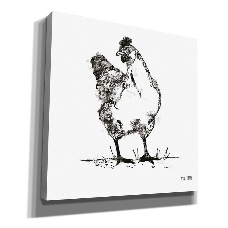 «Farmhouse Chicken» par House Fenway, art mural sur toile, H 12 po x l 12 po x P 0,75 po