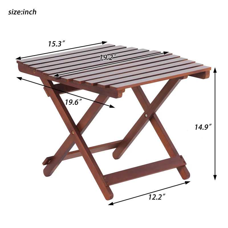 19.6'' Solid Wood Rectangular Folding Table
