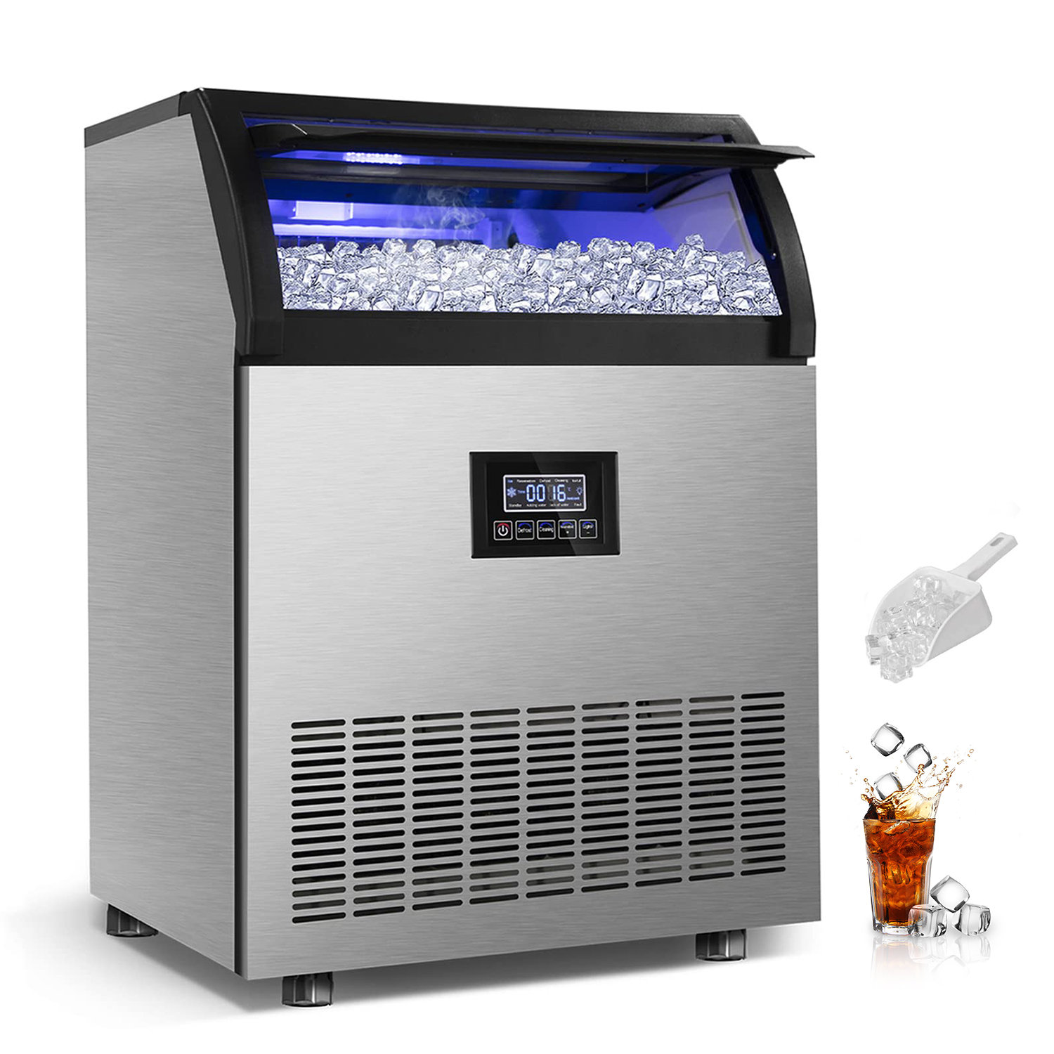 Velivi 220 Lb. Daily Production Cube Clear Ice Freestanding Commercial