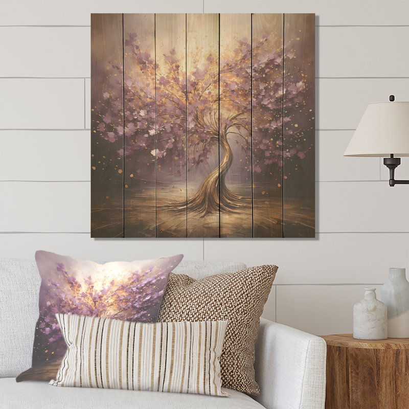Purple Magictree Essence - Tree On Wood Print, 15" H x 15" W