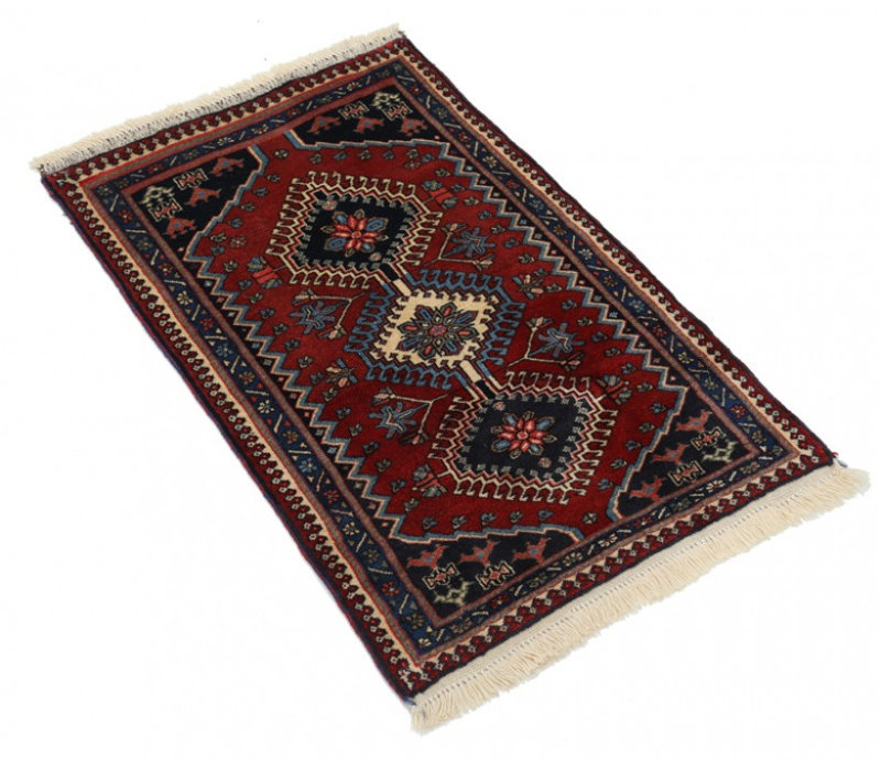 Tapis persan Yalameh fin noué à la main 2 pi x 3 pi 3 po
