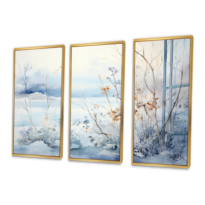 «Frosty Scenic Winter Landscape II - Winter Landscape», art mural, Cadre flottant doré, H 40 po x l 61 po x P 1 po