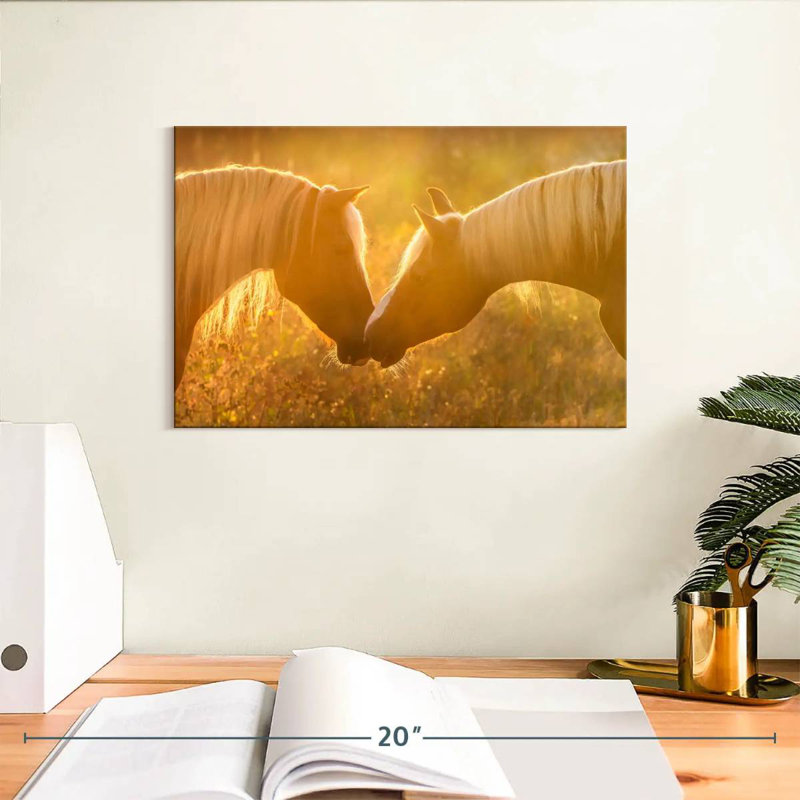 Hardie, coucher de soleil romantique, chevaux, H 8 po x l 12 po