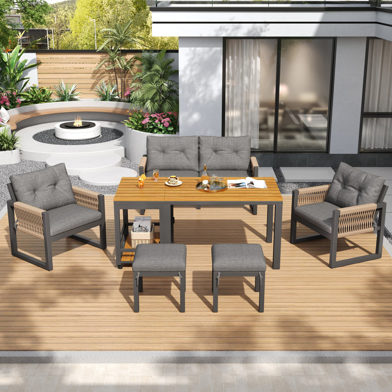 6 - Person Patio Dining Set with Rectangular Table