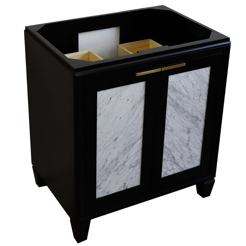 Base de meuble-lavabo simple 30 po avec miroir Schreck seulement, Noir