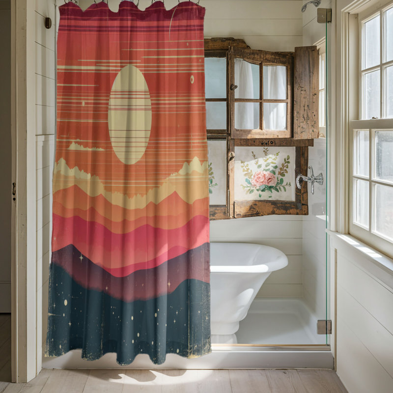 Rideau de douche standard 1 pièce Vintage Sunset Glow, H 74 po x l 71 po