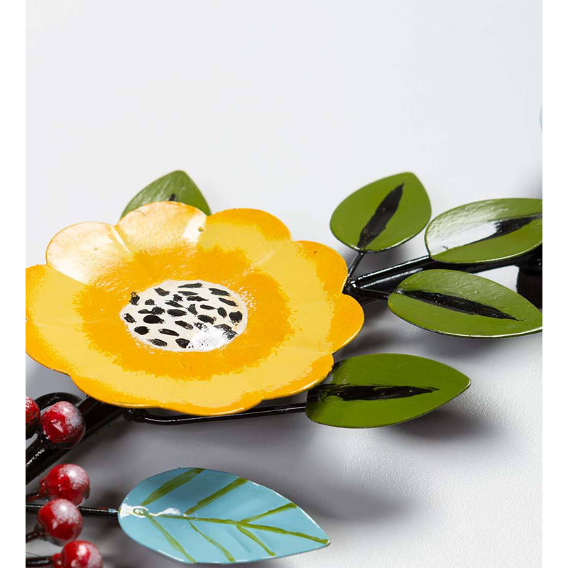 Indoor/Outdoor Floral And Berry Metal Wreath