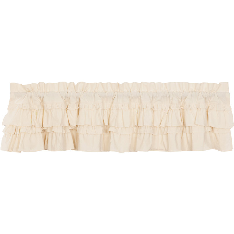 Bremen Cotton Ruffled Window Valance, 16" W x 60" L, Natural
