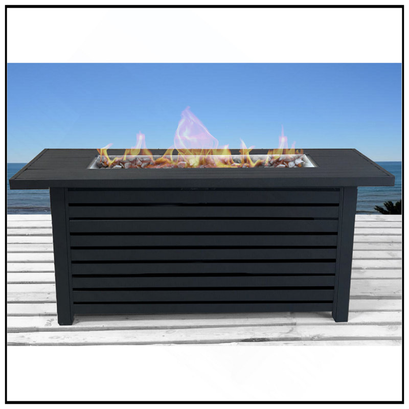 Steel Propane/Natural Gas Outdoor Fire Pit Table With Lid