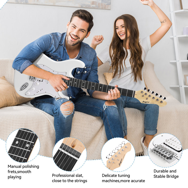 Ensemble de guitare électrique 39 po, 20 effecteurs simples et doubles, avec amplificateur, corde, accordeur, câble, médiators