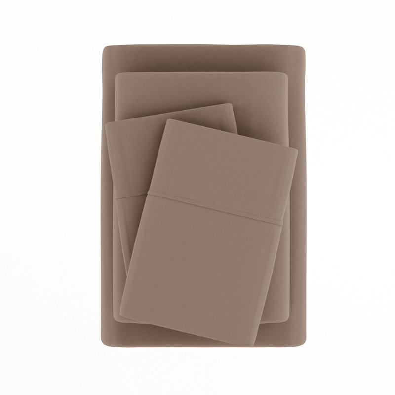 Ensemble de draps en microfibre doublement brossée 4 pièces Becky Cameron 1800 Series, Taupe